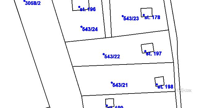 Parcela st. 543/22 v KÚ Hašlovice, Katastrální mapa