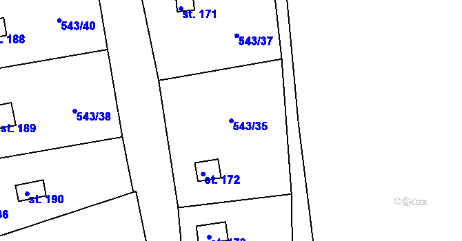 Parcela st. 543/35 v KÚ Hašlovice, Katastrální mapa