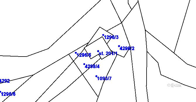 Parcela st. 201/1 v KÚ Záhoří u Větřní, Katastrální mapa