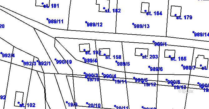 Parcela st. 158 v KÚ Záhoří u Větřní, Katastrální mapa