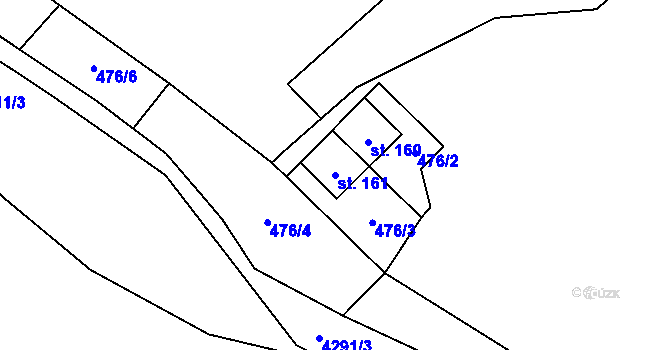 Parcela st. 161 v KÚ Záhoří u Větřní, Katastrální mapa