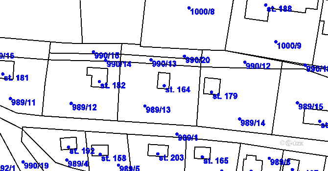 Parcela st. 164 v KÚ Záhoří u Větřní, Katastrální mapa