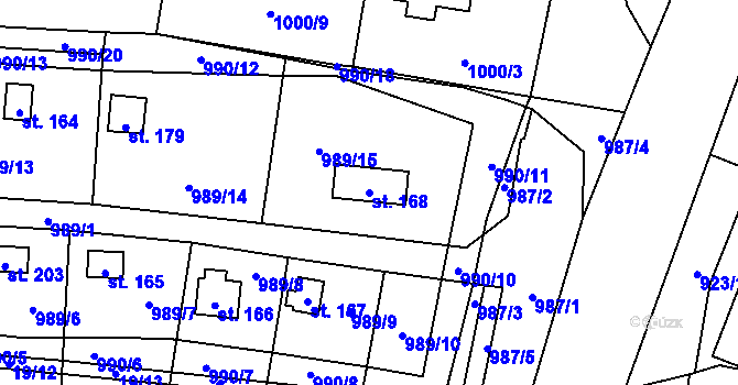 Parcela st. 168 v KÚ Záhoří u Větřní, Katastrální mapa