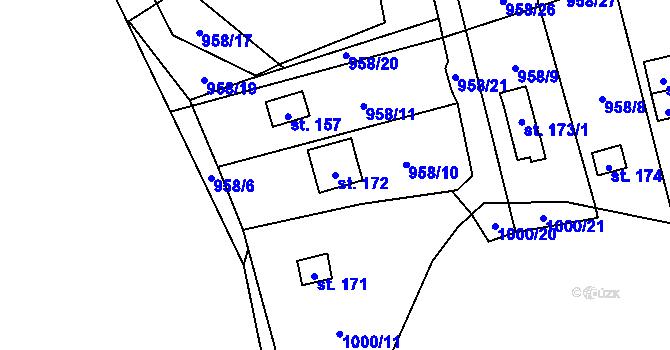 Parcela st. 172 v KÚ Záhoří u Větřní, Katastrální mapa