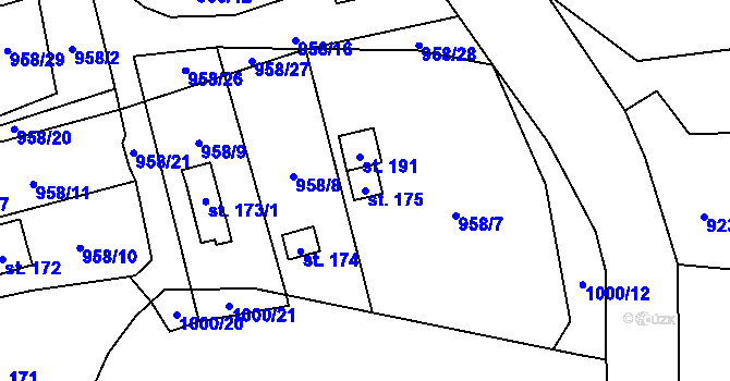 Parcela st. 175 v KÚ Záhoří u Větřní, Katastrální mapa