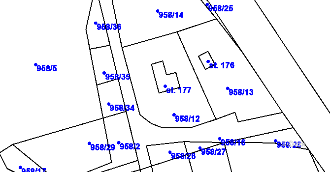 Parcela st. 177 v KÚ Záhoří u Větřní, Katastrální mapa