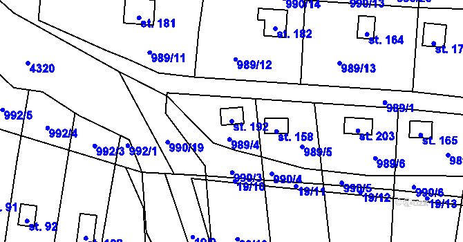 Parcela st. 192 v KÚ Záhoří u Větřní, Katastrální mapa