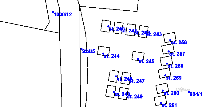 Parcela st. 244 v KÚ Záhoří u Větřní, Katastrální mapa