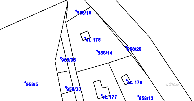 Parcela st. 958/14 v KÚ Záhoří u Větřní, Katastrální mapa