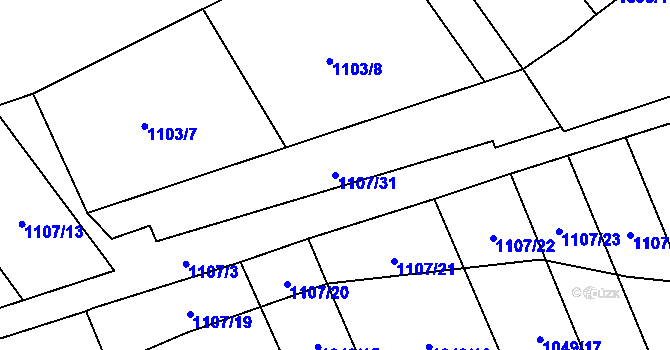 Parcela st. 1107/31 v KÚ Větřní, Katastrální mapa