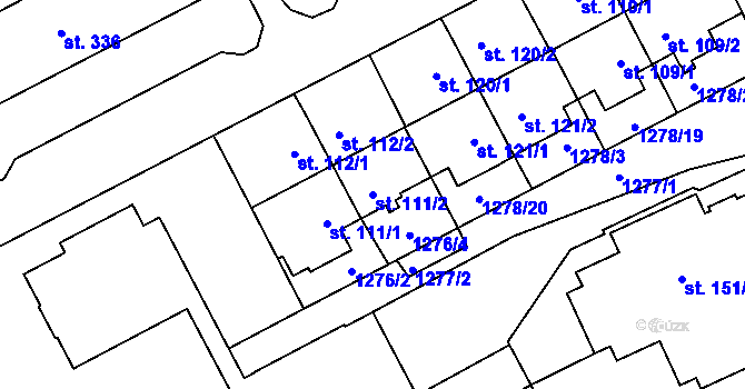 Parcela st. 111/2 v KÚ Větřní, Katastrální mapa