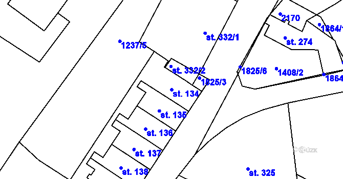 Parcela st. 134 v KÚ Větřní, Katastrální mapa