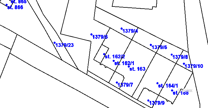 Parcela st. 162/2 v KÚ Větřní, Katastrální mapa