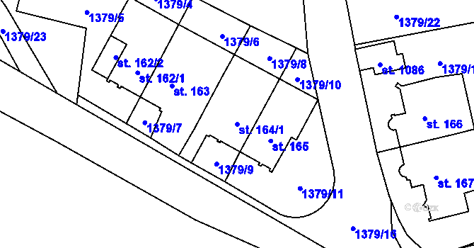 Parcela st. 164/1 v KÚ Větřní, Katastrální mapa