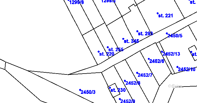 Parcela st. 220 v KÚ Větřní, Katastrální mapa
