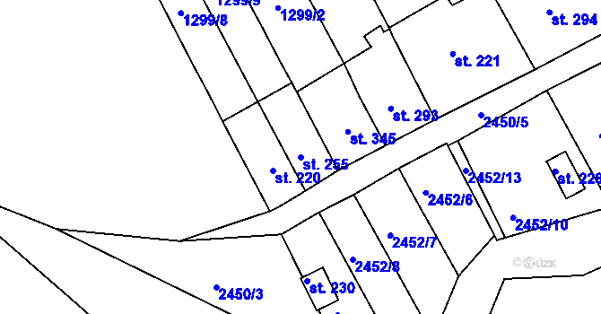 Parcela st. 255 v KÚ Větřní, Katastrální mapa