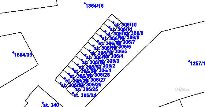 Parcela st. 306/4 v KÚ Větřní, Katastrální mapa
