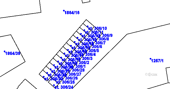 Parcela st. 306/6 v KÚ Větřní, Katastrální mapa