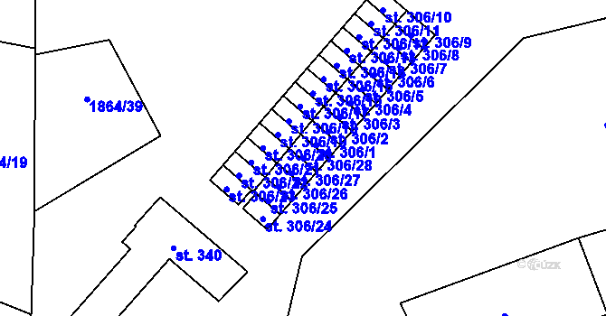 Parcela st. 306/28 v KÚ Větřní, Katastrální mapa
