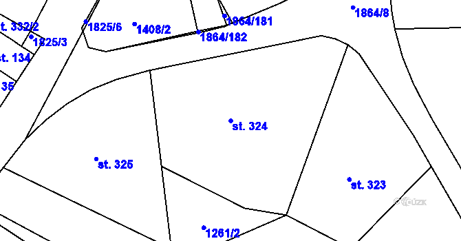 Parcela st. 324 v KÚ Větřní, Katastrální mapa