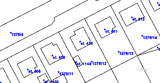 Parcela st. 410 v KÚ Větřní, Katastrální mapa