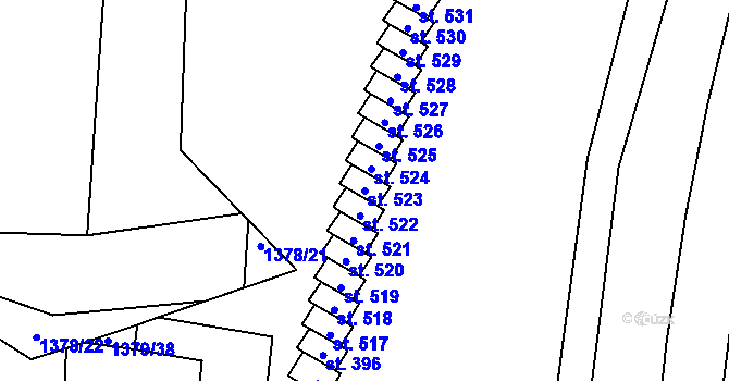 Parcela st. 523 v KÚ Větřní, Katastrální mapa