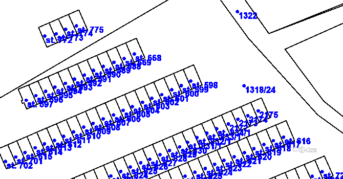 Parcela st. 600 v KÚ Větřní, Katastrální mapa