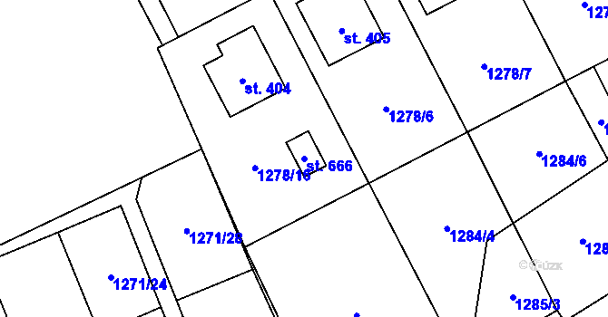 Parcela st. 666 v KÚ Větřní, Katastrální mapa