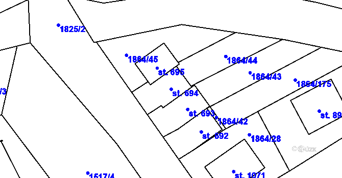 Parcela st. 694 v KÚ Větřní, Katastrální mapa