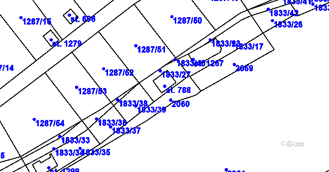 Parcela st. 788 v KÚ Větřní, Katastrální mapa