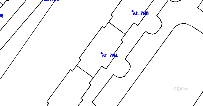 Parcela st. 794 v KÚ Větřní, Katastrální mapa