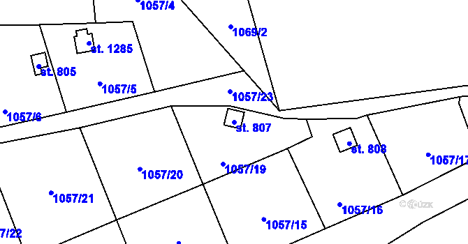 Parcela st. 807 v KÚ Větřní, Katastrální mapa