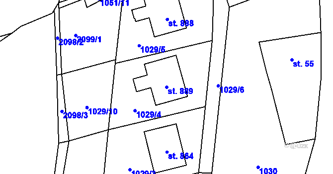 Parcela st. 889 v KÚ Větřní, Katastrální mapa