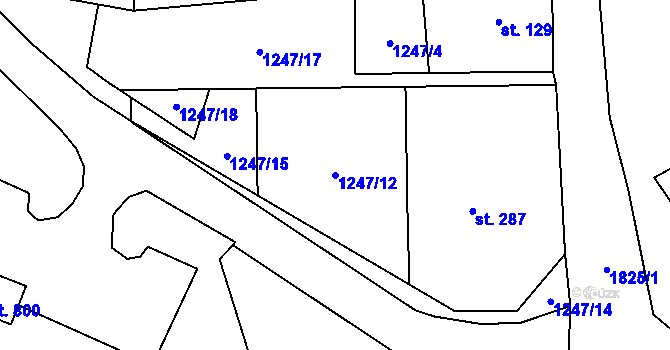 Parcela st. 1247/12 v KÚ Větřní, Katastrální mapa