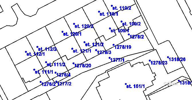 Parcela st. 1278/3 v KÚ Větřní, Katastrální mapa