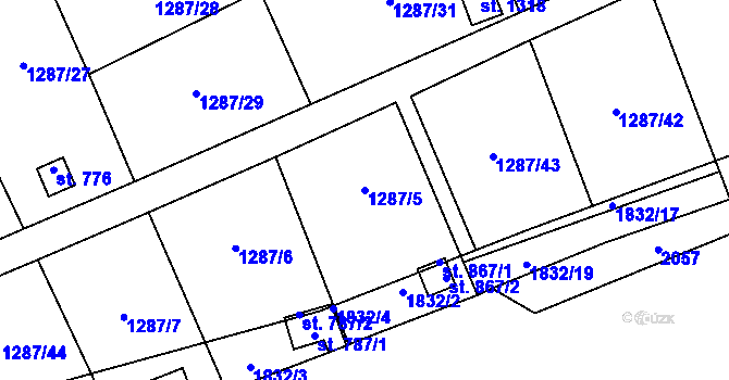 Parcela st. 1287/5 v KÚ Větřní, Katastrální mapa