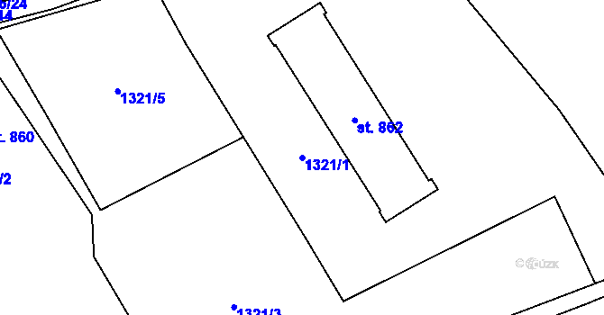 Parcela st. 1321/1 v KÚ Větřní, Katastrální mapa