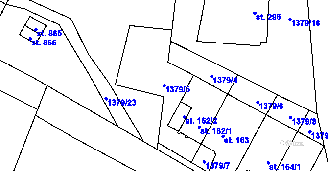 Parcela st. 1379/5 v KÚ Větřní, Katastrální mapa