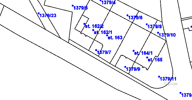 Parcela st. 1379/7 v KÚ Větřní, Katastrální mapa