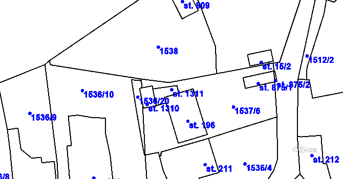 Parcela st. 1311 v KÚ Větřní, Katastrální mapa