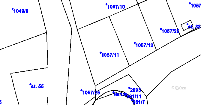 Parcela st. 1057/11 v KÚ Větřní, Katastrální mapa