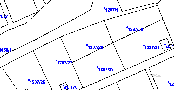 Parcela st. 1287/28 v KÚ Větřní, Katastrální mapa