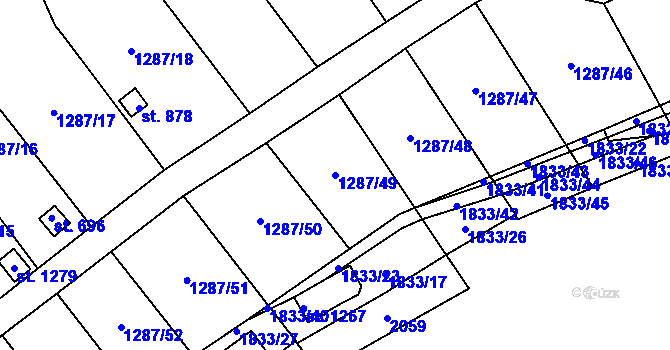 Parcela st. 1287/49 v KÚ Větřní, Katastrální mapa