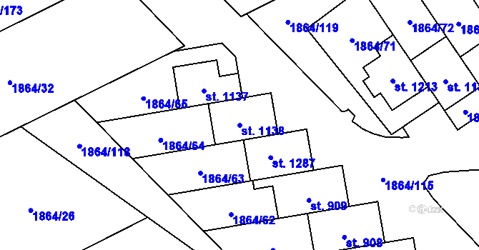 Parcela st. 1138 v KÚ Větřní, Katastrální mapa