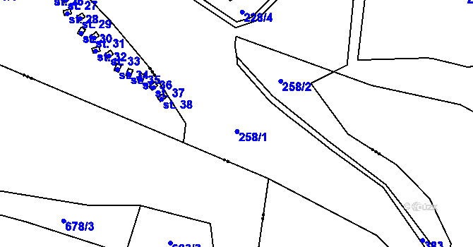 Parcela st. 258 v KÚ Všeměry-Zátoň, Katastrální mapa
