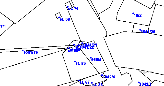 Parcela st. 1041/21 v KÚ Vevčice, Katastrální mapa