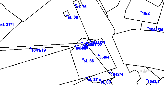Parcela st. 91 v KÚ Vevčice, Katastrální mapa