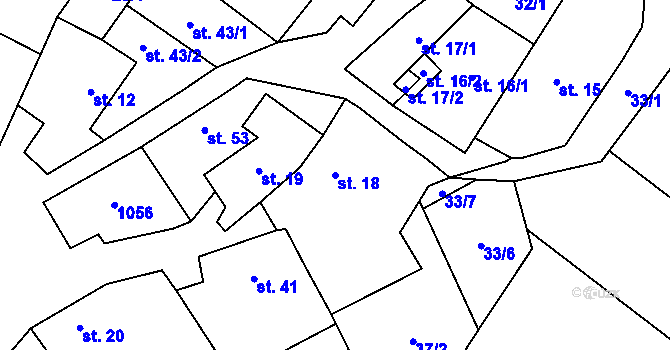 Parcela st. 18 v KÚ Vevčice, Katastrální mapa