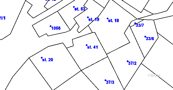 Parcela st. 41 v KÚ Vevčice, Katastrální mapa