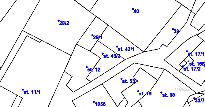 Parcela st. 43/2 v KÚ Vevčice, Katastrální mapa